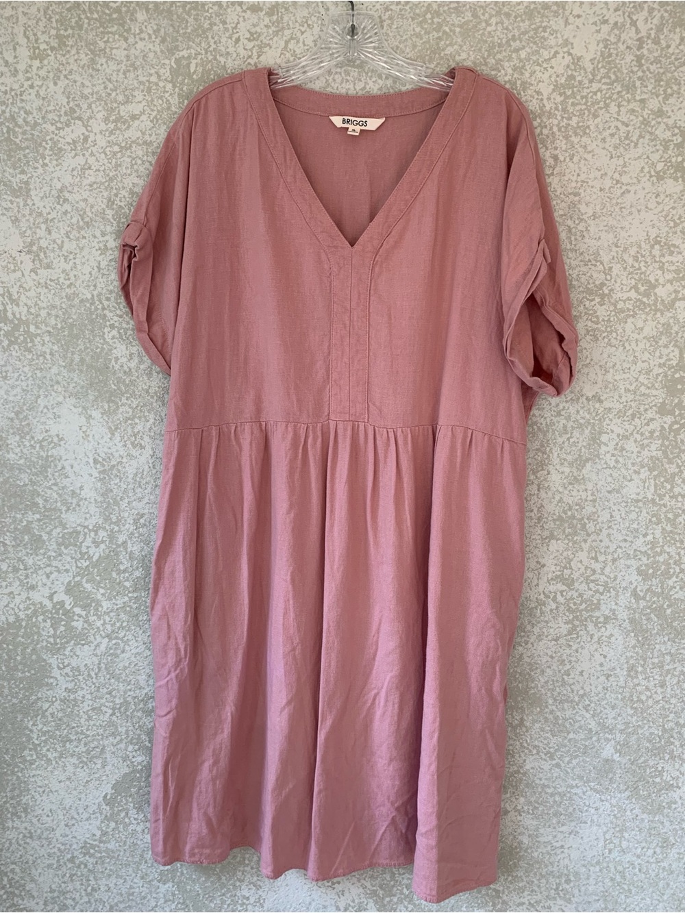 Briggs New York Dusty Rose V-Neck Linen blend Dress XL